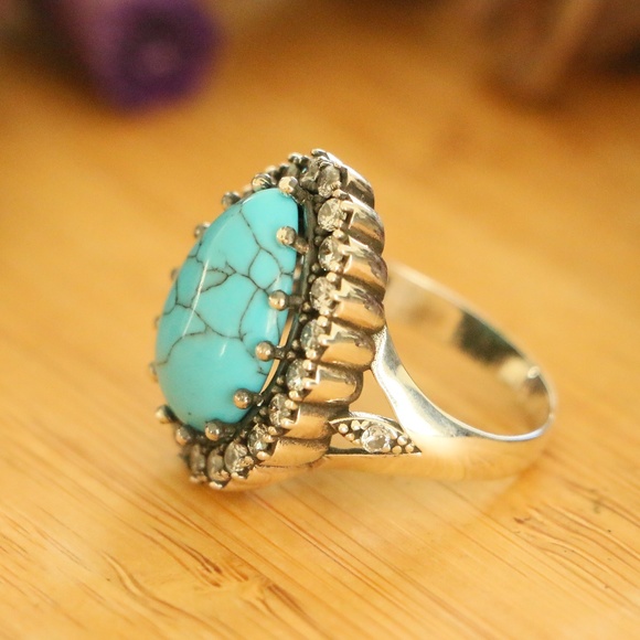 Natural Turquoise Sterling Silver Hurrem Sultan - Picture 5 of 8